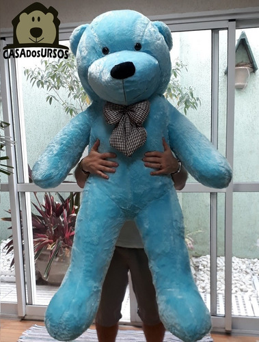 Urso Teddy Gigante Azul Pelúcia Grande 80cm Casa Dos Ursos