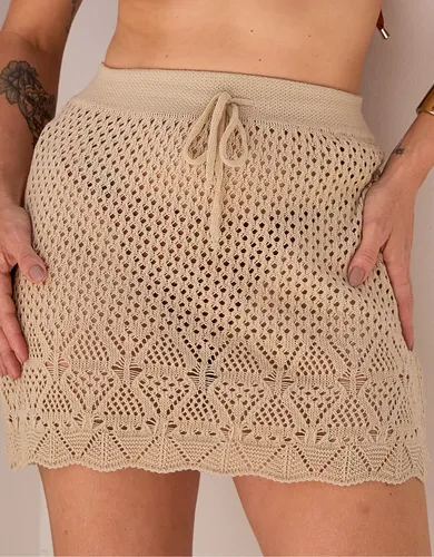 Saida De Praia Saia Curta Crochê Moda Verão Trico Premium