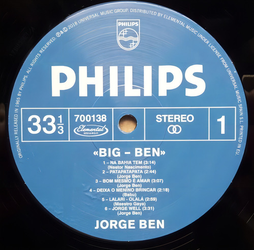 JORGE BEN BIG BEN - Físico - Vinil - 2018