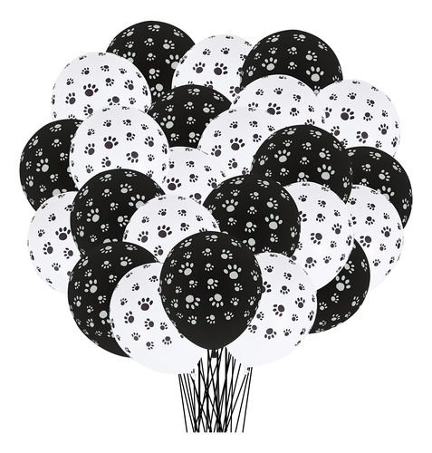 30 Globos De Ltex Con Estampado De Pata De Perro, Cachorro,