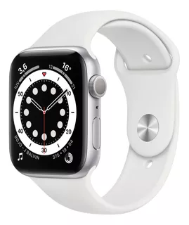 Apple Watch Series 6 (GPS) - Caja de aluminio plata de 44 mm - Correa deportiva blanco