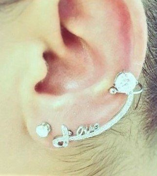 Brincos Ear Cuff Love Cravejados Banho De Ouro 18k 3800