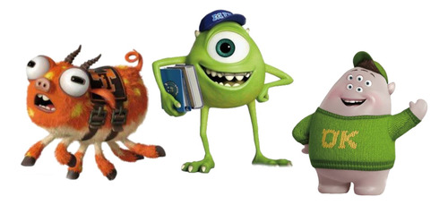 Monsters University 3 Pzas Figuras Decoración Coroplast 50cm