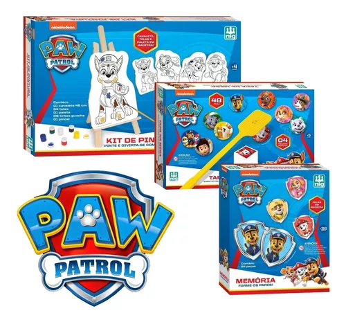 Kit 03 Jogos Infantil Patrulha Canina Pintura Memoria Tapa