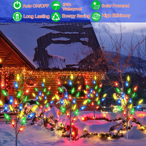 Paquete De 4 Luces Solares De Estaca De Jardín De Navidad Me