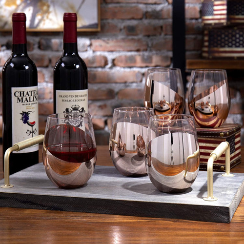 Juego De 6 Copas De Vino Mygift Modernas Sin Tallo, Blancas