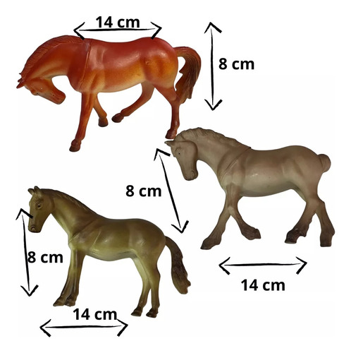 Brinquedo Cavalos 06pçs Animais Da Fazenda Tamanho 14cm Cada