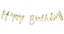Comprar Banner Fiesta De Feliz  Cumpleaños - Metálico Dorado