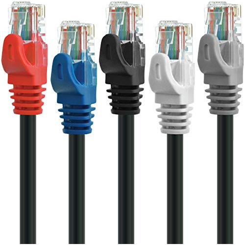 Cable De Ethernet 5 Paquete De 5 Pies Y Soportes Cat6 C...