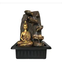 Comprar Fuente De Agua Grande Buda Hojas 4 Cascadas + Led 40cm Tm