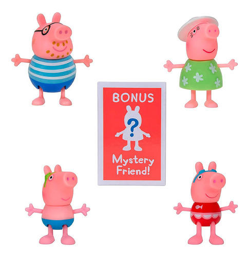 Peppa Pig Conjunto 5 Bonecos + Cenário Dia De Praia Sunny