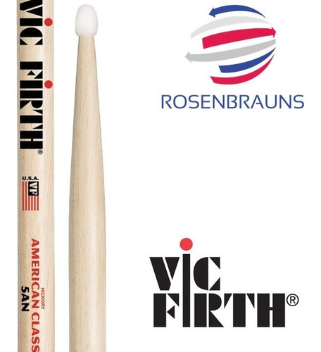 Imagen 2 de 5 de Baqueta Vic Firth American Classic 5a 5b Punta De Nylon