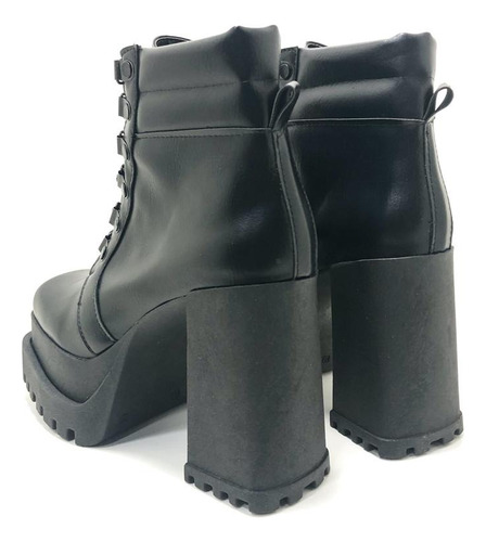 Imagen 4 de 6 de Bota Mujer Moda Alta Cordones Taco Separado Plataforma O 368