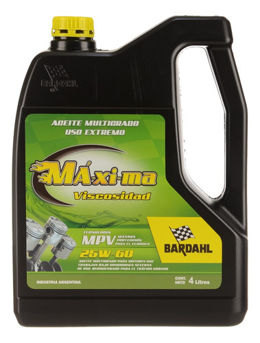 Aceite Bardahl Máxima Viscosidad 25w60 4l X 4 Unidades  