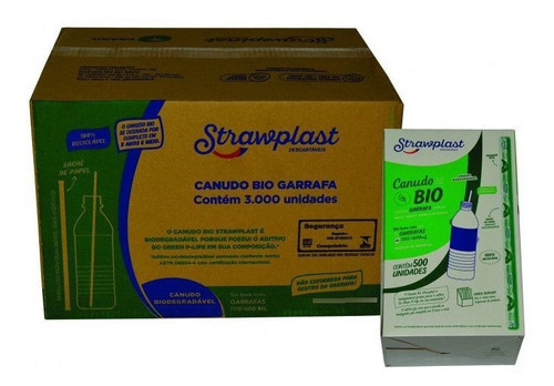 Canudo Biodegradável Para Garrafa 24cm Embalado C/3000 Cor Branco