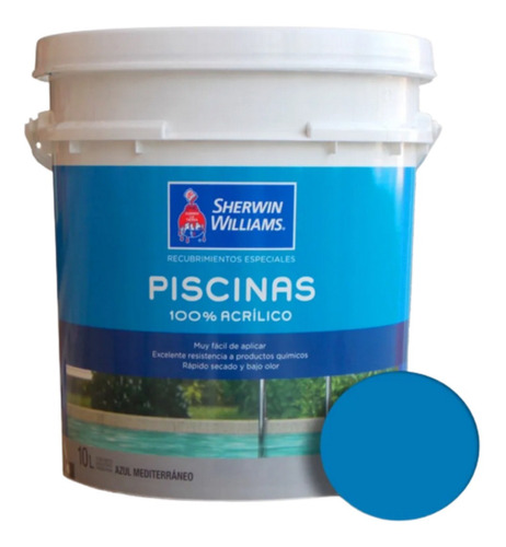 Pintura Para Piletas Sherwin Williams Acrilica 10 Lts Azul