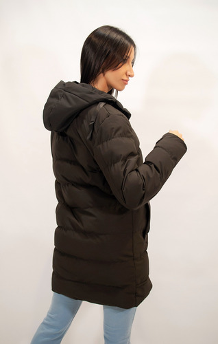 Campera Mujer Inflada Parka Larga Abrigada Invierno Capucha