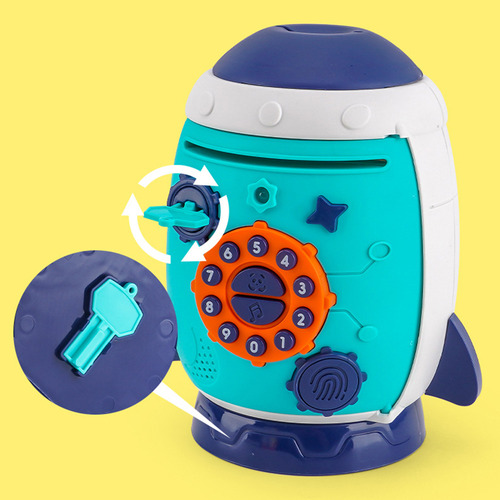Alcancia electrónica juguete caja hucha cohete para infantil azul CM-TOP