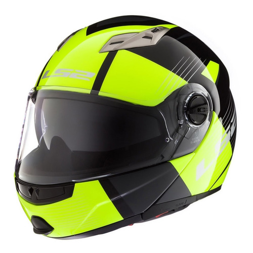 Casco Moto Ls2 Ff370 Abatible Milan Negro Amarillo