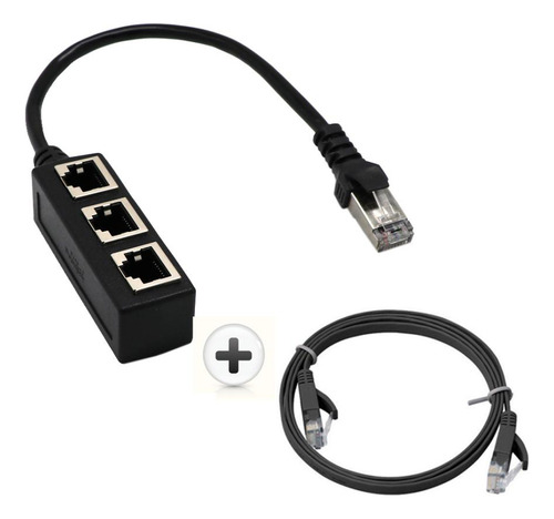 0 Adaptador De Extensión Ethernet 1x Enchufe A 3x Lan