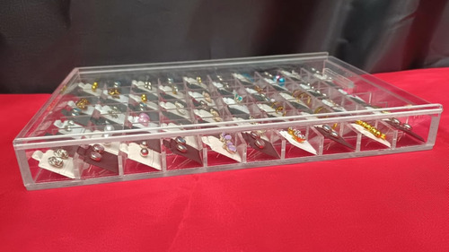Caja Acrilico Organizador Aretes 70 Pares 1 Pz