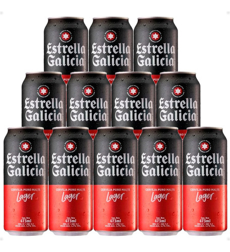 Cerveza Estrella Galicia Lager Lata 473ml X12 Unidades Kubo