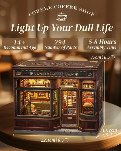 Diy Miniatura Casa De Muñecas Libro Corner Kit Con Luces Led