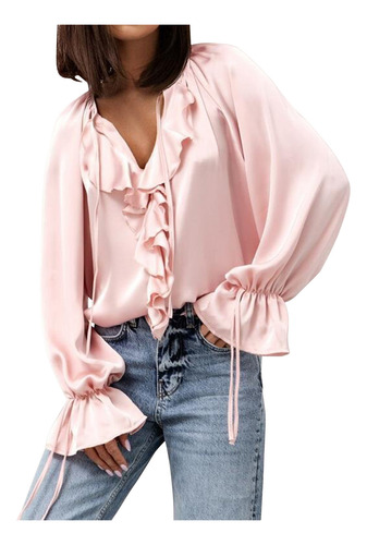 Camisetas Femininas De Primavera E Verão Com Babados, Trompe