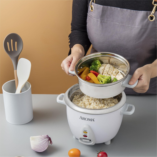 Olla Arrocera De Acero Inoxidable 6 Tazas 1.2 L Con Vaporera
