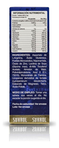 Sukrol Hombre Licopenos Vitaminas & Minerales 30 Tabs