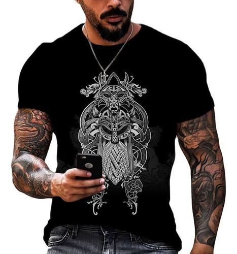 Camisetas De Hombre Con Estampado 3d De Tatuajes Vikingos Vi