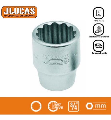 Imagem 2 de 3 de Soquete Estriado Encaixe 3/4 32 Mm Gedore D32-32 017008