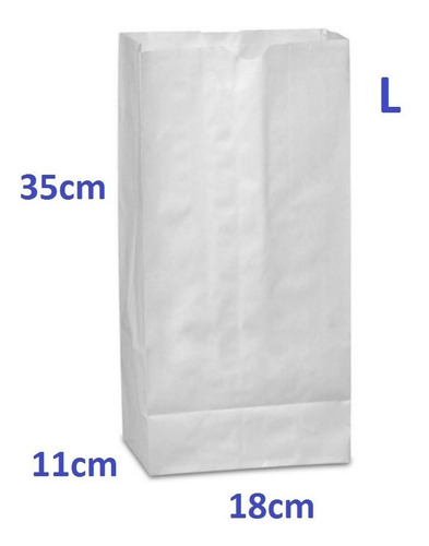 1,000 Bolsas De Papel Blancas Super Biodegradable 18x11x35