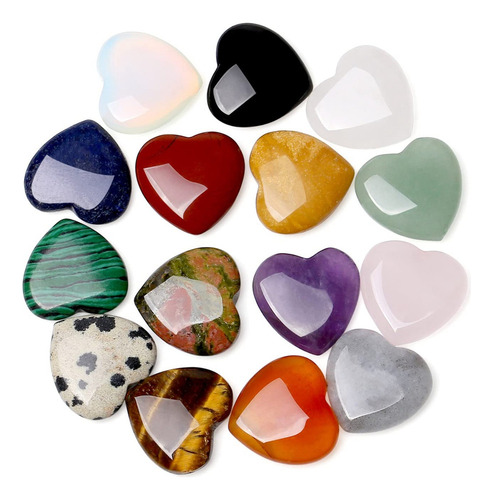 Juego De 15 Piezas Con Forma De Corazón De Cuarzo Transparen