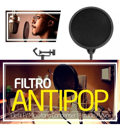 Imagen 5 de 10 de Soporte Microfono Mesa Pie Brazo Articulad + Filtro Anti Pop