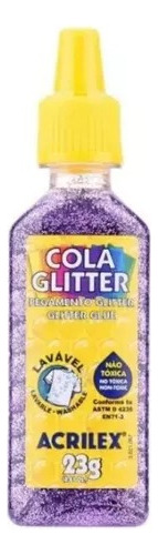 Cola Glitter Lavável Não Tóxica 35g Cores Acrilex Kit 06 Un Cor Sortidas