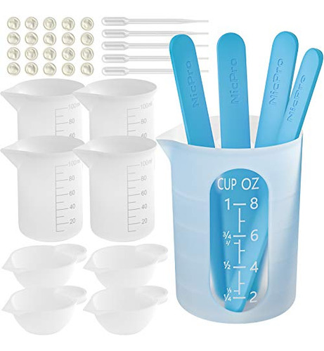 Silicone Resin Measuring Cups Tool Kit- Nicpro 250 & 100 Ml