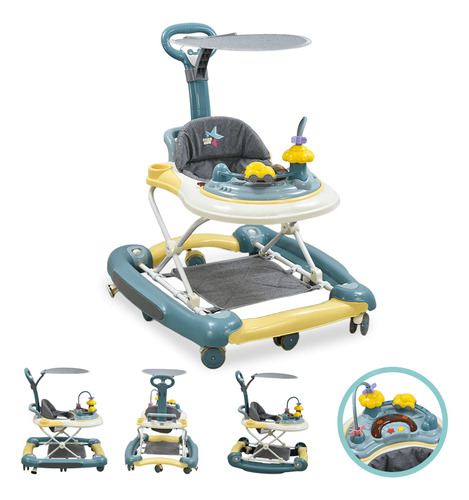 Andadera Mecedora Starkids Sarin Musical Baston Llanta Gel C Azul