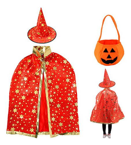 Conjunto De Disfraz De Halloween Para Niños Con Capa De