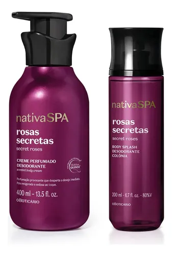 Combo Nativa Spa Rosas Secretas: Body Splash 200ml + Creme Perfumado Corporal 400ml