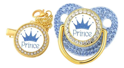 Chupon Para Bebe Prince O Princess Con Clip Brillos