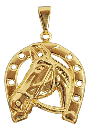 Pingente Ferradura Detalhada Cavalo Banhada Ouro 18k