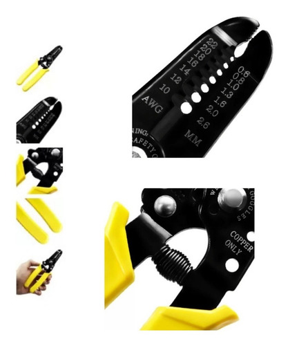 Alicates pelacables para electricistas con resorte en el mango