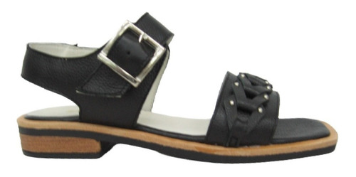 Sandalias Cuero Negro Camel Mujer 35 Al 40