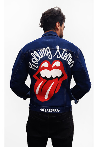 Campera Jean Hombre Azul Negro Rolling Stones Talles Amplios