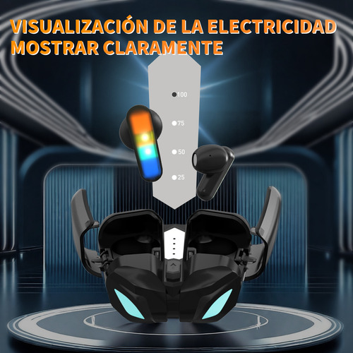 Audífonos Bluetooth TRYMISS K75 In-ear Gamer Tws reducción de ruido rgb color negro auidifonons bluetooth auriculares inalambricos