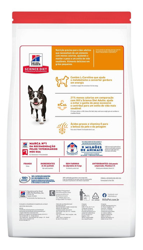 Imagem 2 de 2 de Alimento Hill's Science Diet Light para cachorro adulto todos os tamanhos sabor frango em saco de 6kg