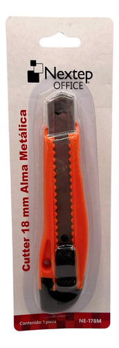 Cutter Navaja Nextep Plástico Grande 18mm Alma Metal Naranja