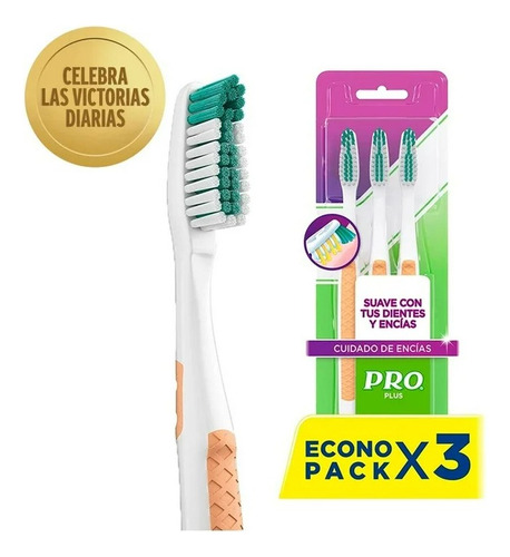 3 Pza Cepillo Dental Pro Pro Plus Cuidado De Encías 3 Pzas Color Índigo