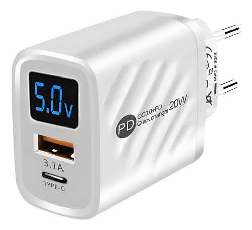 Cargador Usb Tipo C 20w Pd Carga Rápida Digital Para iPhone